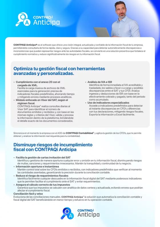 Portada de la ficha de producto de CONTPAQi Anticipa