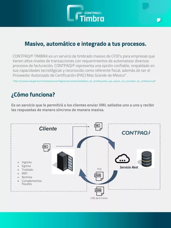 Portada de la folleto de CONTPAQi Timbra